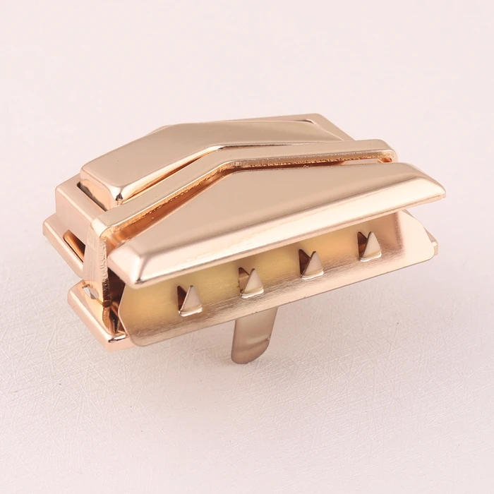 hot sale light gold color fancy metal handbag twist lock purse press push lock bag turn lock