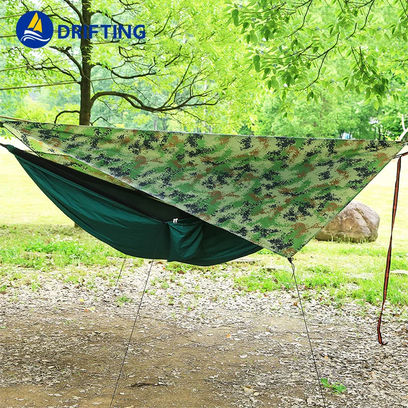 
Outdoor Camping Hammock with Mosquito Net and Sun Shelter Pop-Up Portable Double Parachute Swing Hammocks Tent Tarp Rain Fly 