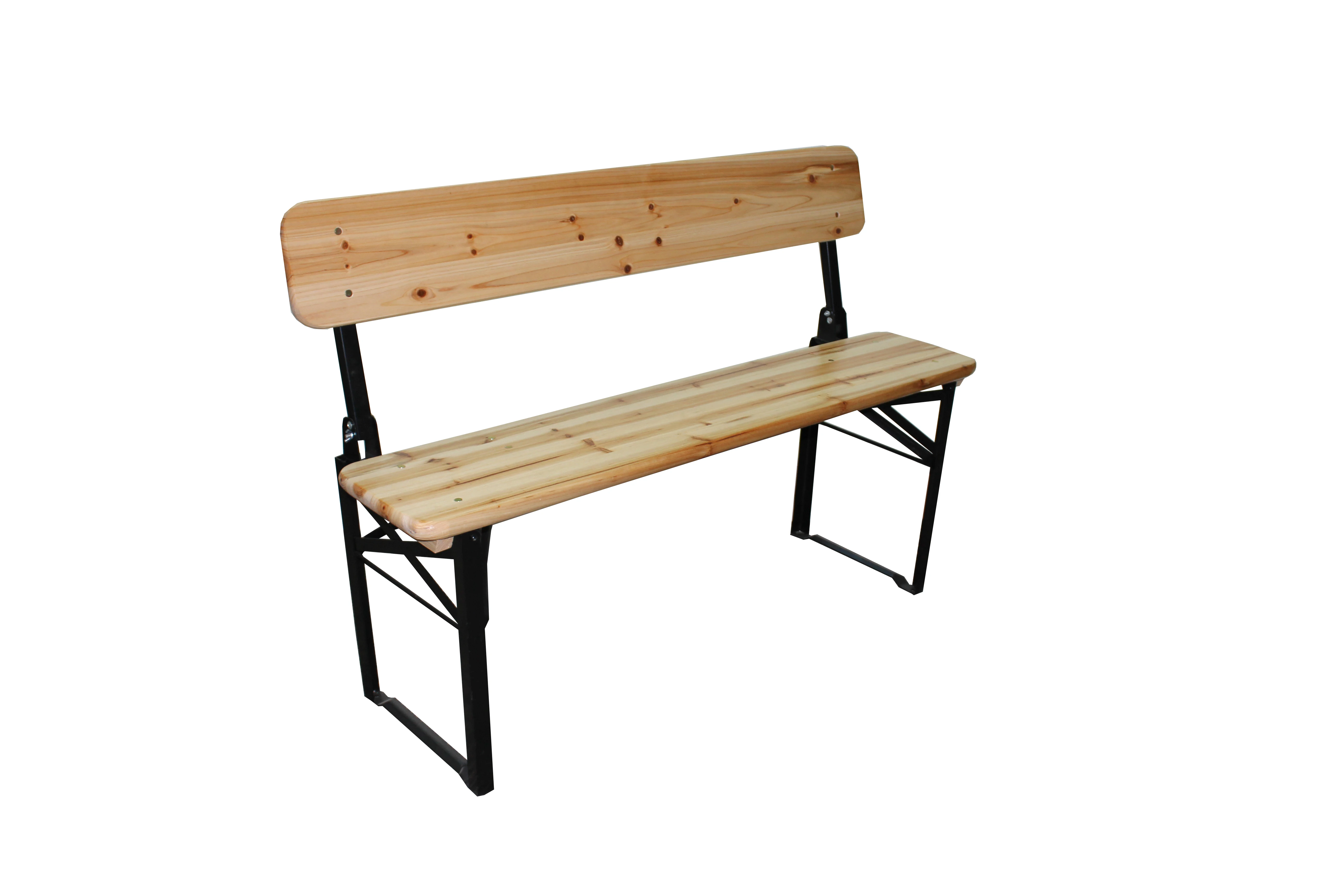 
Wooden Bench Set Beer Table with Back Rest Outdoor Folding Table 