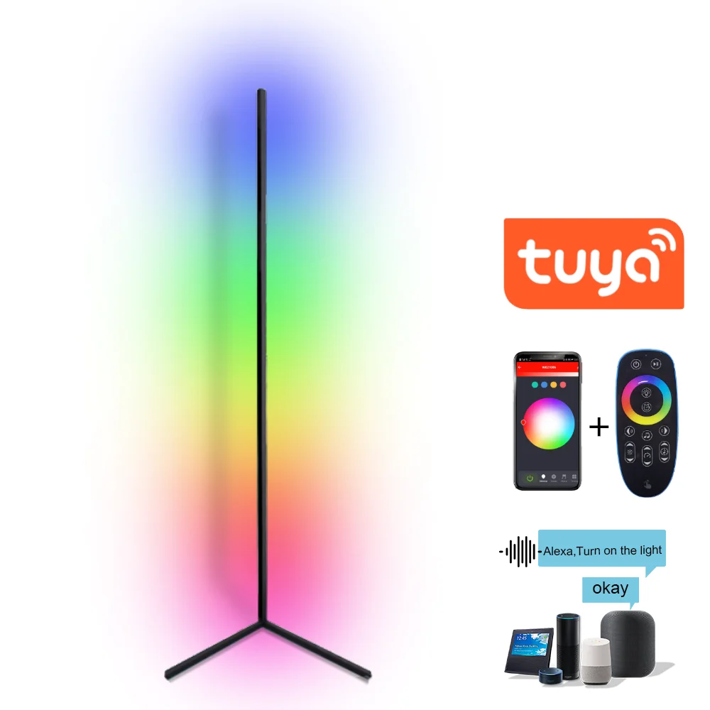Nordic Minimalist Bedroom Living Room Atmosphere vibrant color changing corner RGB standing led Floor light Lamp