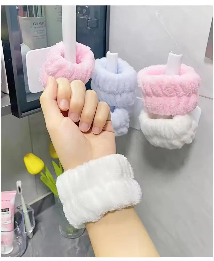 OEM Makeup Face Wash Wristbands Elastic Facial Wash Bands Microfiber Elastic Fabric Absorbent Cleaning Skincare Spa Wristband