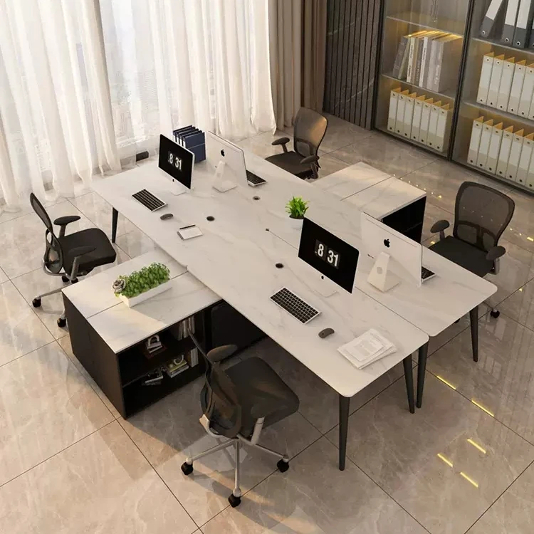 Каменная доска высококлассный офисный стол для персонала с финансовым кабинетом 46 Двухместный Рабочий четырех шести человек компьютерный