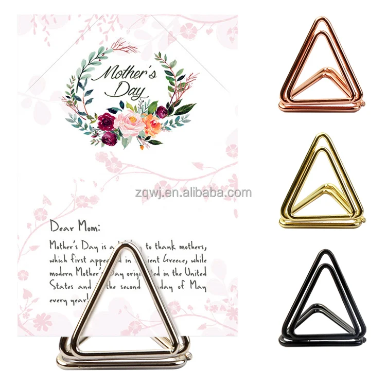 Triangle Shape Table Place Card Holder Photo Picture Holder Stand Clip Table Number Holder for Wedding Party