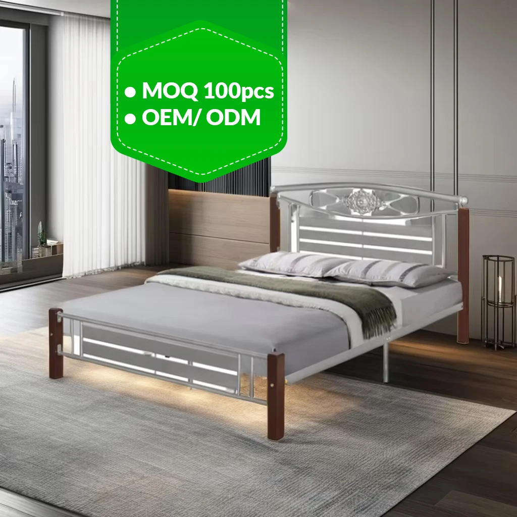 2024 Лидер продаж Двухместный металлический каркас кровати OEM Queen-Size платформа MOQ 100 шт. Стальные планки опора для