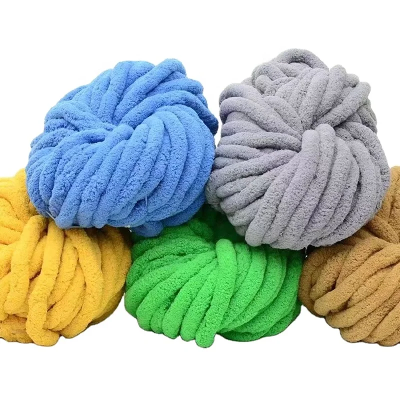 Wholesale Customized Hand Knitting Weaving Super Thick 100% Polyester Big Roll Chunky Chenille Yarn for Blanket
