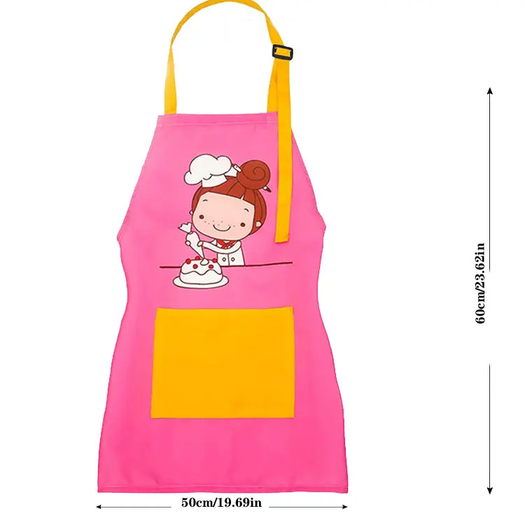 Promotion Custom Pattern Cooking Bbq Kids Apron Sublimation Creative Kitchen Pink Children Smocked Apron