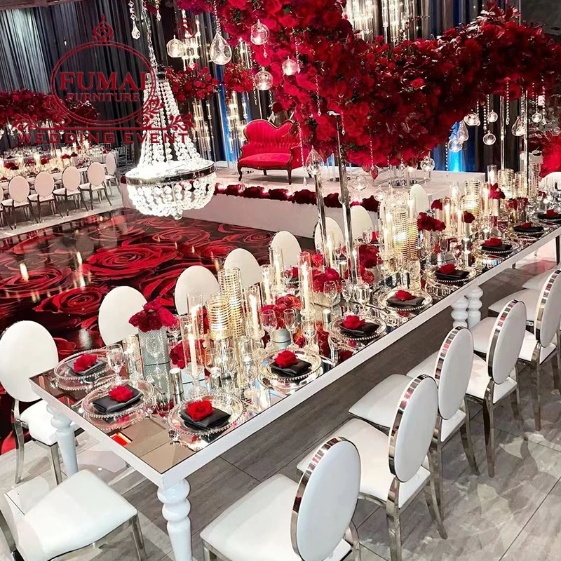 Glass Top White Metal Frame Modern Dining Table Set  For 6