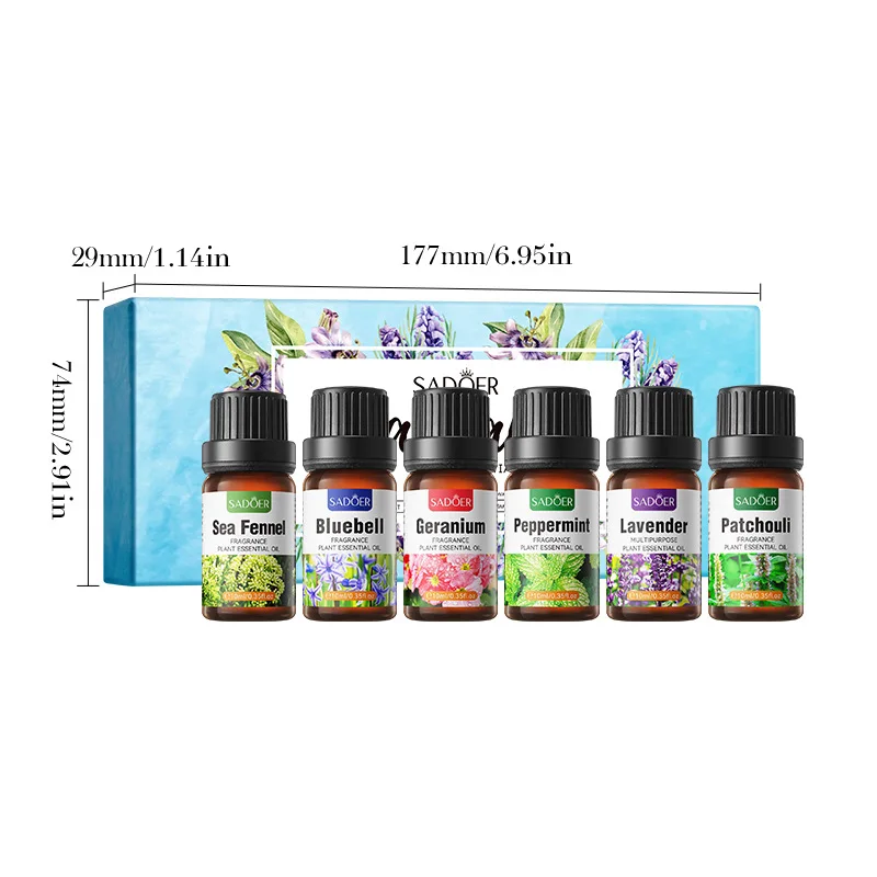Essential Oil Gift Set 6 pcs Pure Essential Oil Perfume Fragrance Oil for Aroma Diffuser Massage Candle