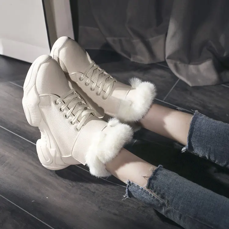 BUSY GIRL KE2630 Women warm outdoor sports shoes thick high top waterproof fashion snow booties stylish winter