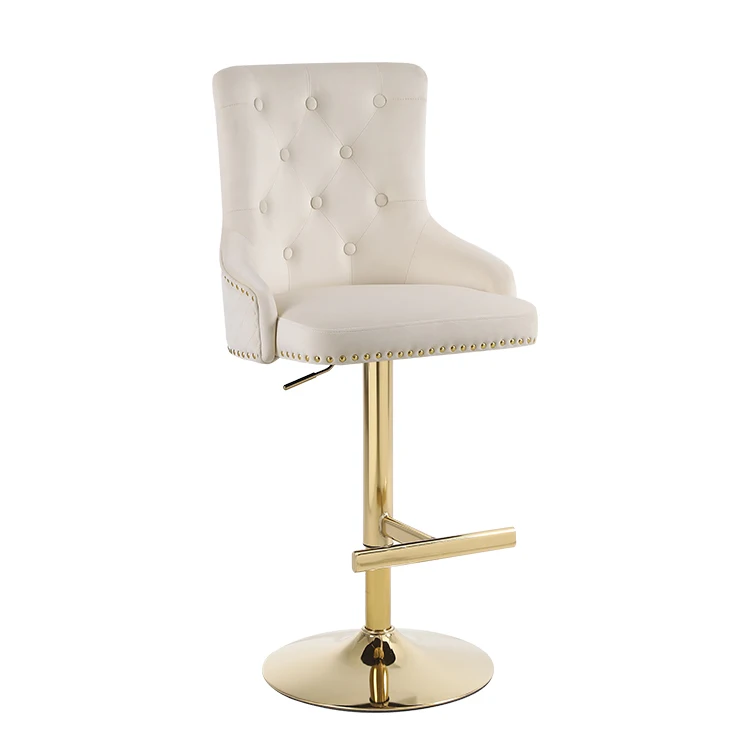 Modern New Design Adjustable Height Swivel Velvet whosale high quality commercial hand made bar stool