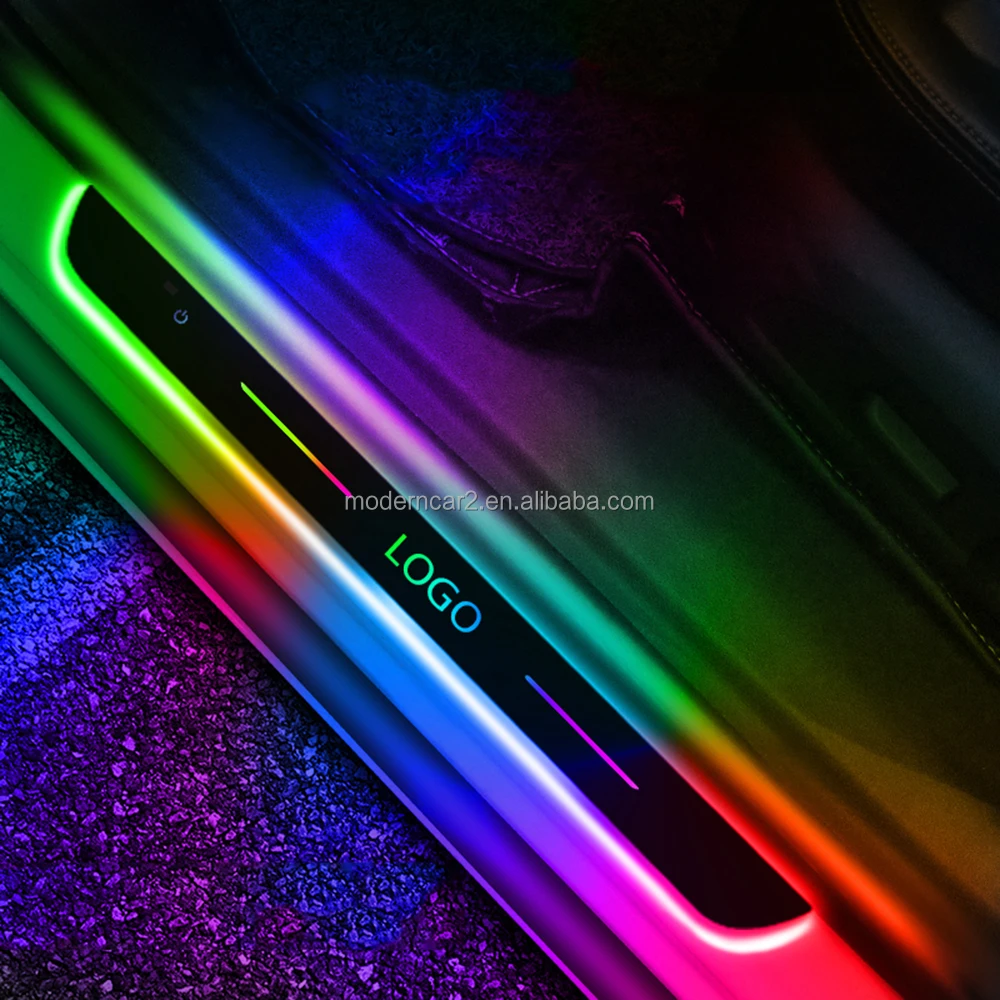 Customized Car Door Sill Light Threshold Lamp Logo Projector Lamp Power Moving LED Illuminated Welcome Pedal Scuff Plate Pedal