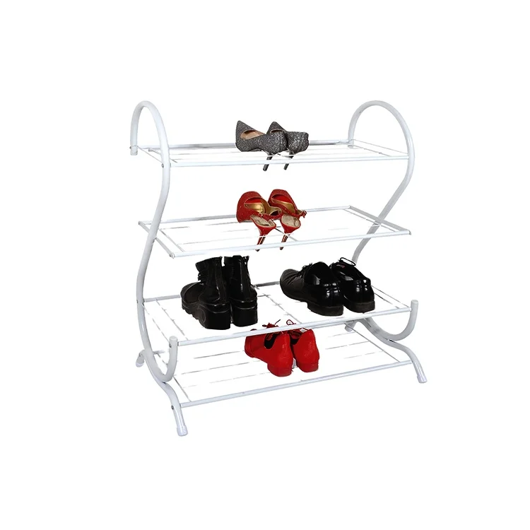 Hot Sale Custom Standard Size Waterproof Portable 4 Tier Storage Metal Shoe Shelf Cabinet Organizer Rack