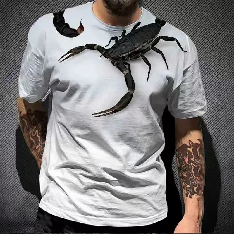 Fitspi Hot Selling Animal Scorpion 3d Digital Printing T-shirt Summer Street Casual Round Neck Short Sleeves Top T Shirt