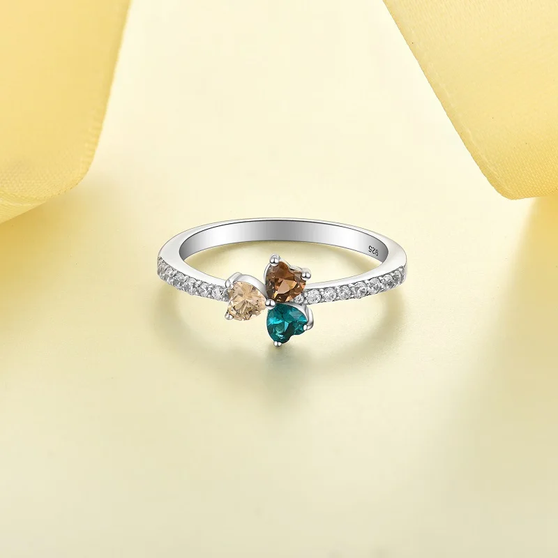 Ring Cluster Trio Gemstone Stackable Arabic Ring with sterling silver 925  Colorful Stone Custom Stone Color rings jewelry women