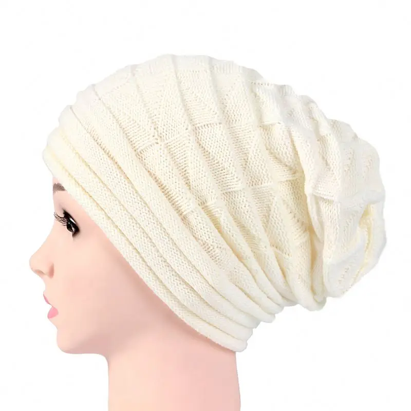 Fashion Women Autumn Winter Outdoor Warm Wool Cap Drape Knit Beanie Hats Woolen Caps Knitted Hat