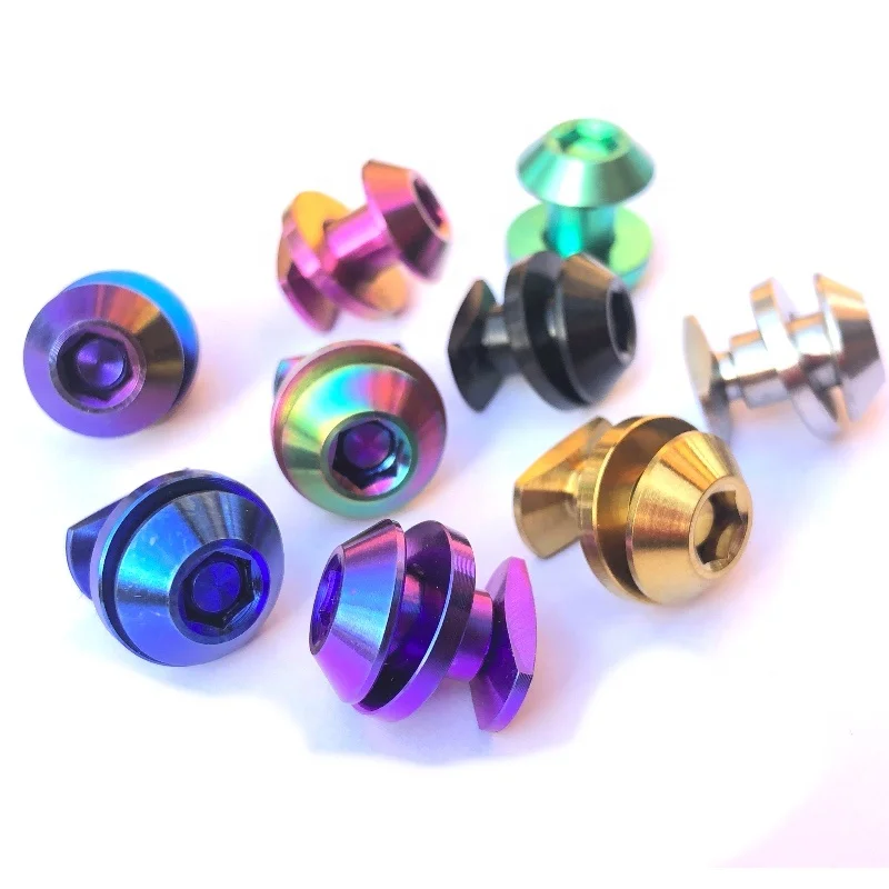 Titanium C Caliper Brake Shoes Bolts Screws Nut Washer For  Folding Bike Cycling Brake Pad bolts 12g Parts Ti 6Al4V Burnt Blue