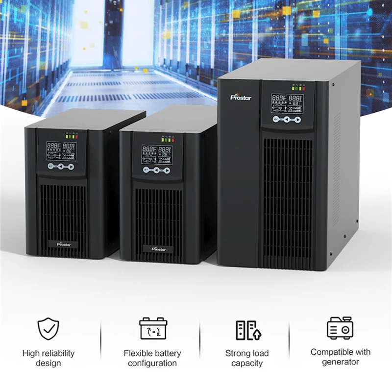 1KVA/1K High Frequency UPS Battery Backup Online Mini UPS PF1.0 LCD DC UPS with 24 Volts Battery