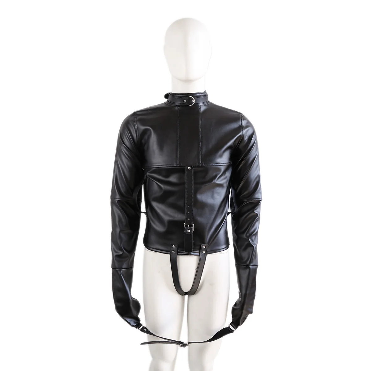 HM PU Leather Restraint Costume Suit Bdsm Fetish Body Harness Sexy Self Bondage Straitjacket For Rope Play Game Multi Colors