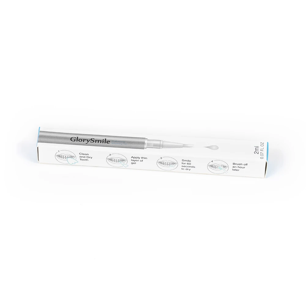 GlorySmile 2ml Peroxide/ No Peroxide Aluminum Matt Silver Teeth Whitening Pens with Boxes Wholesale