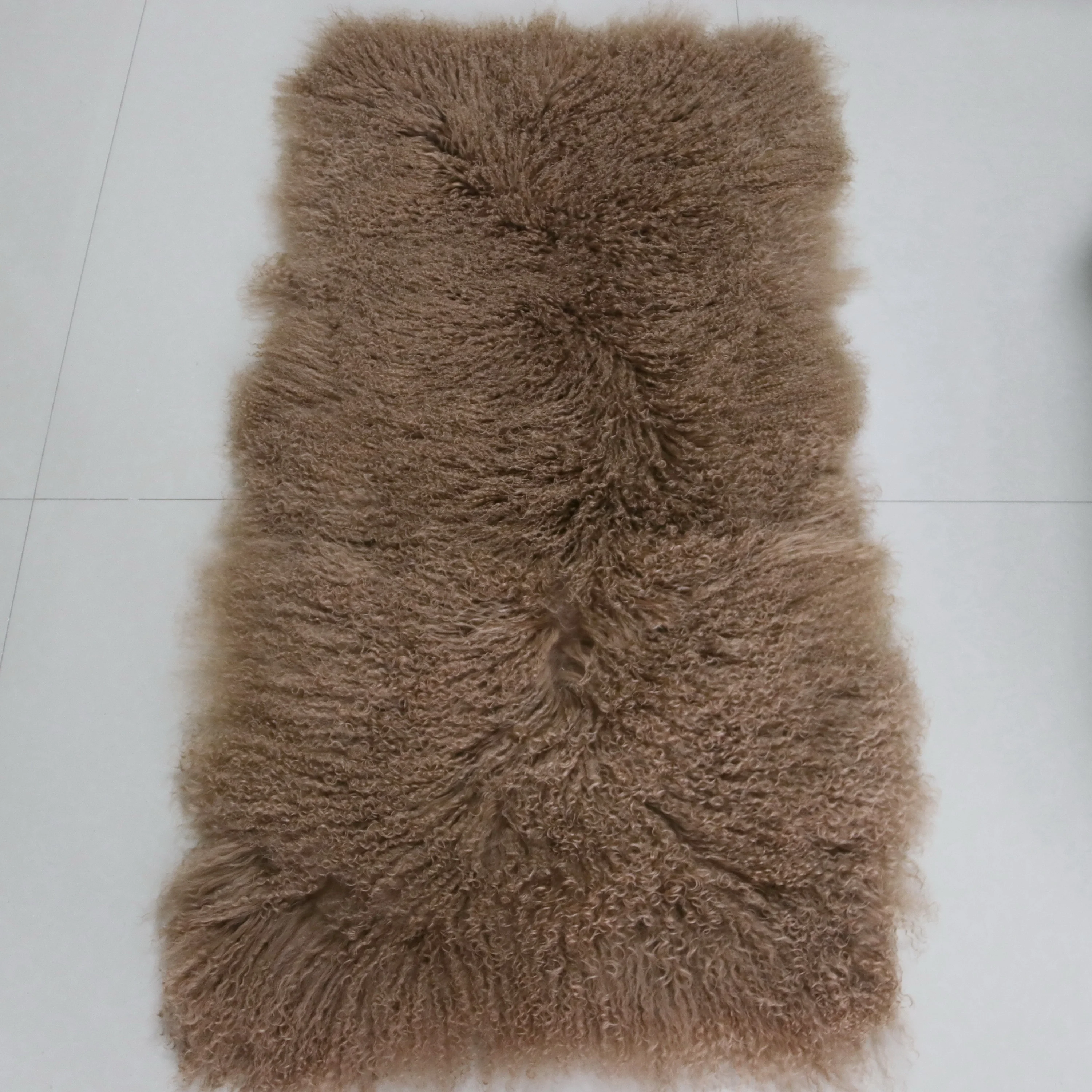 24x48 Inches real luxury fluffy Fur Mongolian lamb blanket throw plate