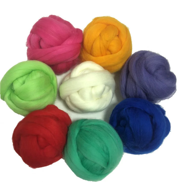 Bojay 66s Superfine Wool Roving Felted DIY Needle Felt Wet Felt Fiber  with Mixed Colors and Customized weight