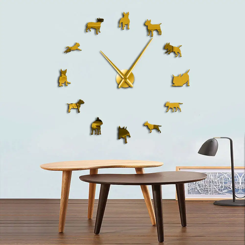 D DIY Long Hands Wall Clock Dog Club Fashion Decoration With Cute Bone Animals Store Ornament Clock Watch