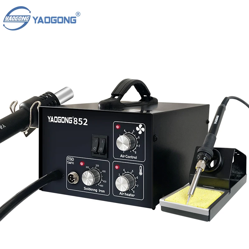 YAOGONG 852 2 in1 Adjustable Constant Temperature Mobile Phone Repair Welding Electric Soldering Iron Rework Station