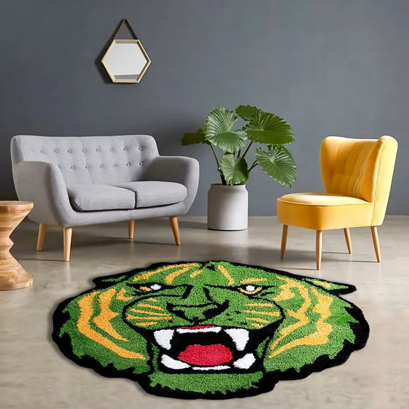 Personality absorbent non-slip bathroom mat Tiger head plush living room bedroom rug