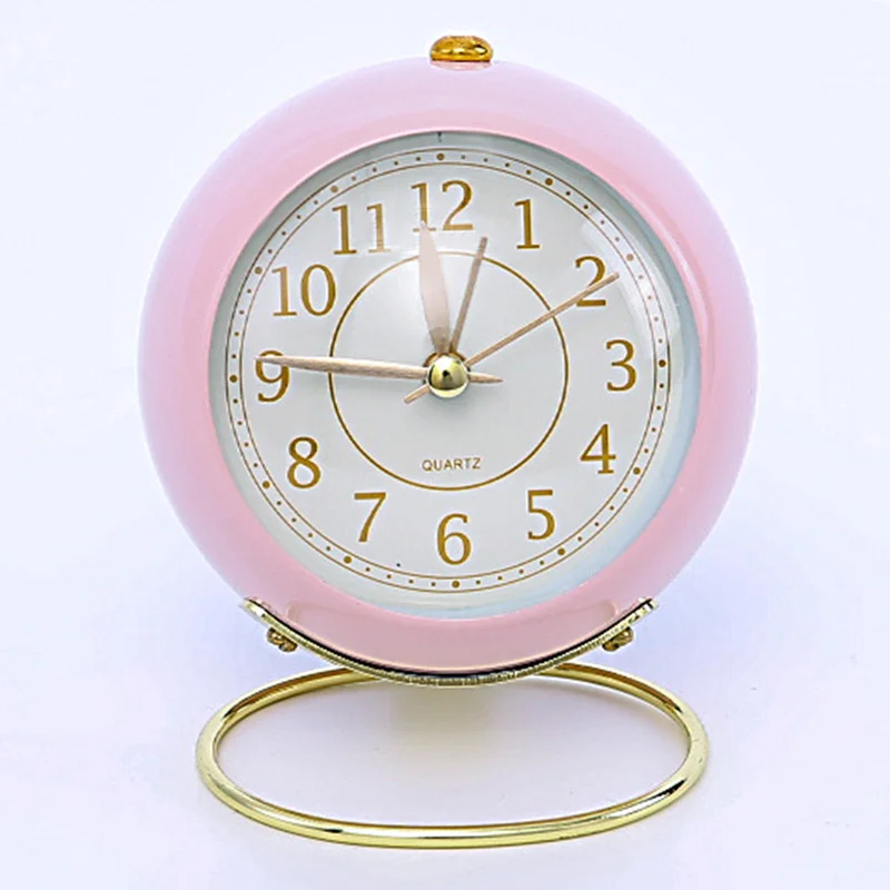 luxury electronic desk clock metal children classic Minimalist 3d alarm clock bedside cute student luminous table clock kid gift