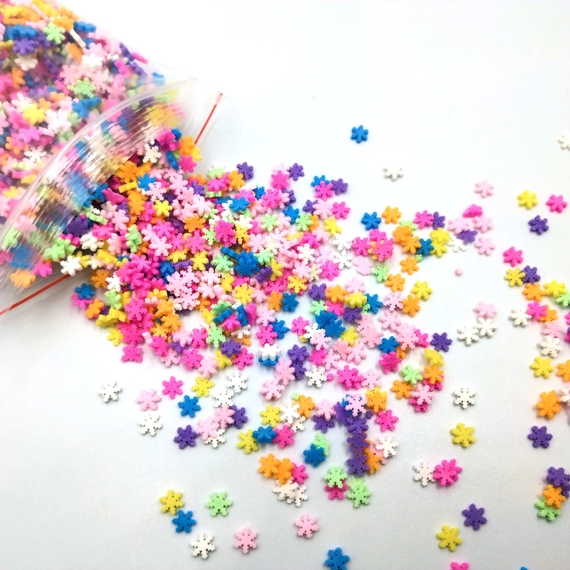 New Style 100g/bag Flower Heart Star Disc Mixed Colorful Small  Polymer Clay Slices Decoration Accessories For DIY Slime