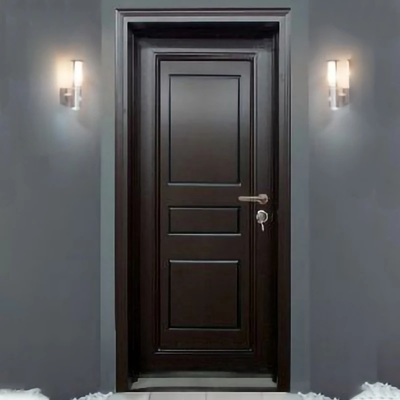 automatic interior Doors Wood Eco Wood Decorative Out Prehung Interior WPC Wood Easy Install Walnut Color Bedroom Waterproof