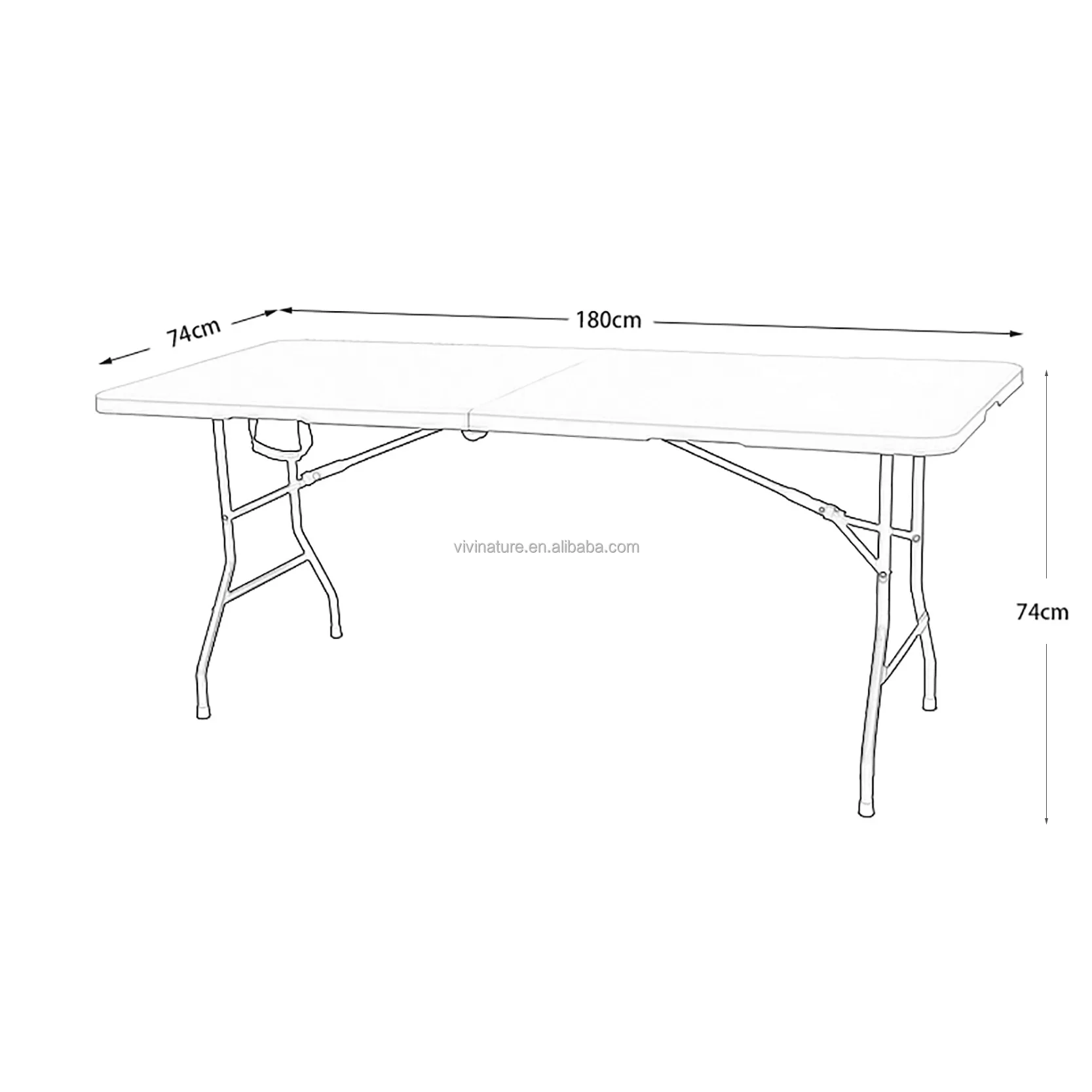 6ft Portable Heavy Duty Plastic Folding Table  Fold-in-Half Utility Foldable Picnic Table