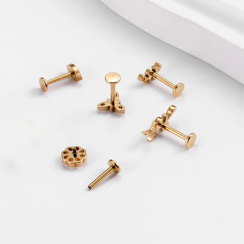 ASTM F136 Titanium Micro Insert Cubic Zirconia Triple Forward G23 Titanium Helix Ear Cartilage Tragus Studs Earring Lip Piercing