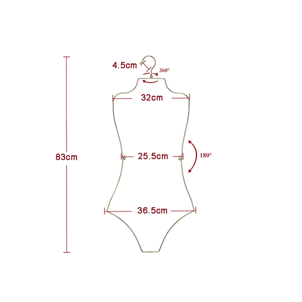 Foldable Swimsuit Hangers Wire Body Shape Metal Bikini Space Saving Swimwear Hanger for Lingerie