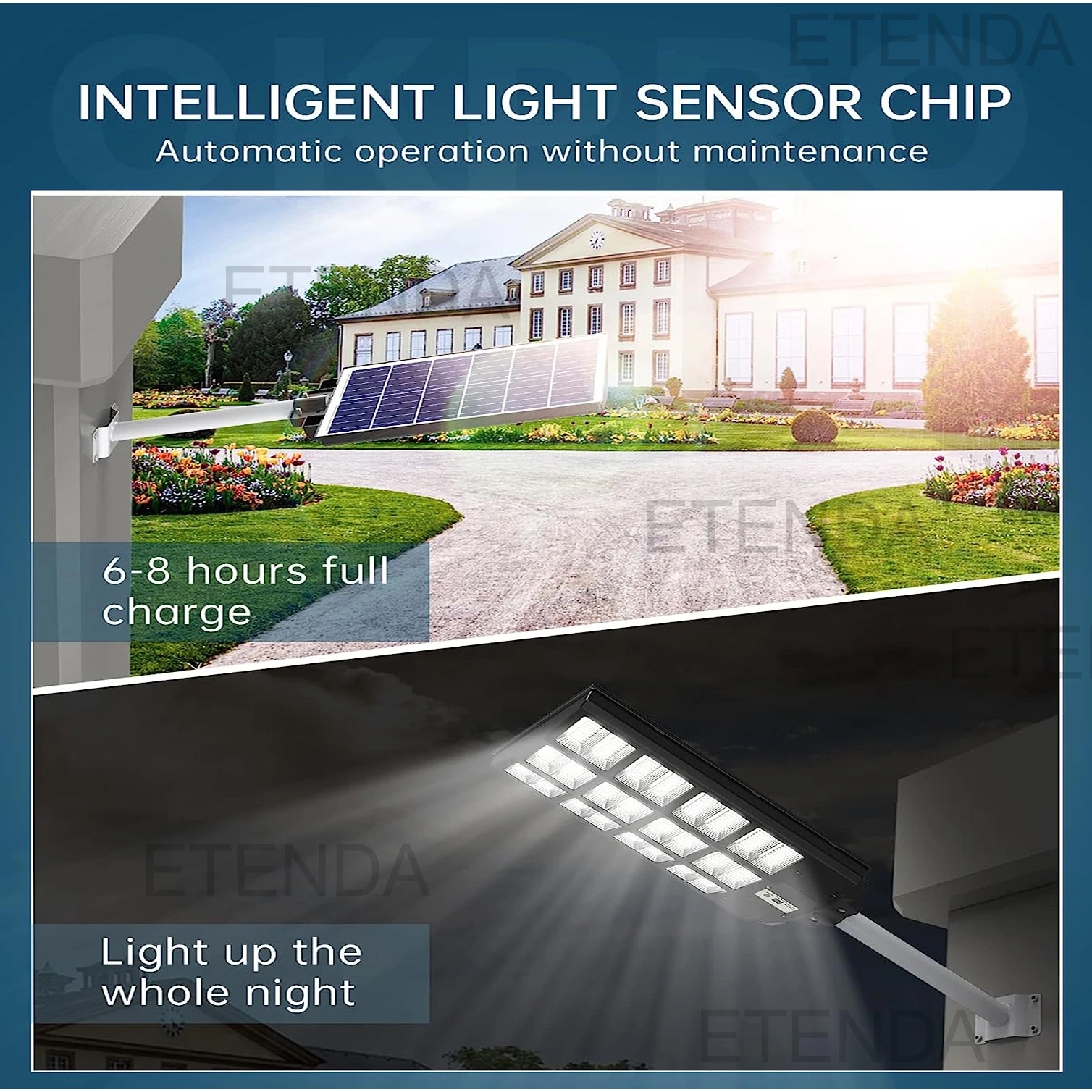 Outdoor Commercial Solar Powered Wall Lighting 500w 600w 800w 1000w All In One Led Solar Panel Street Light