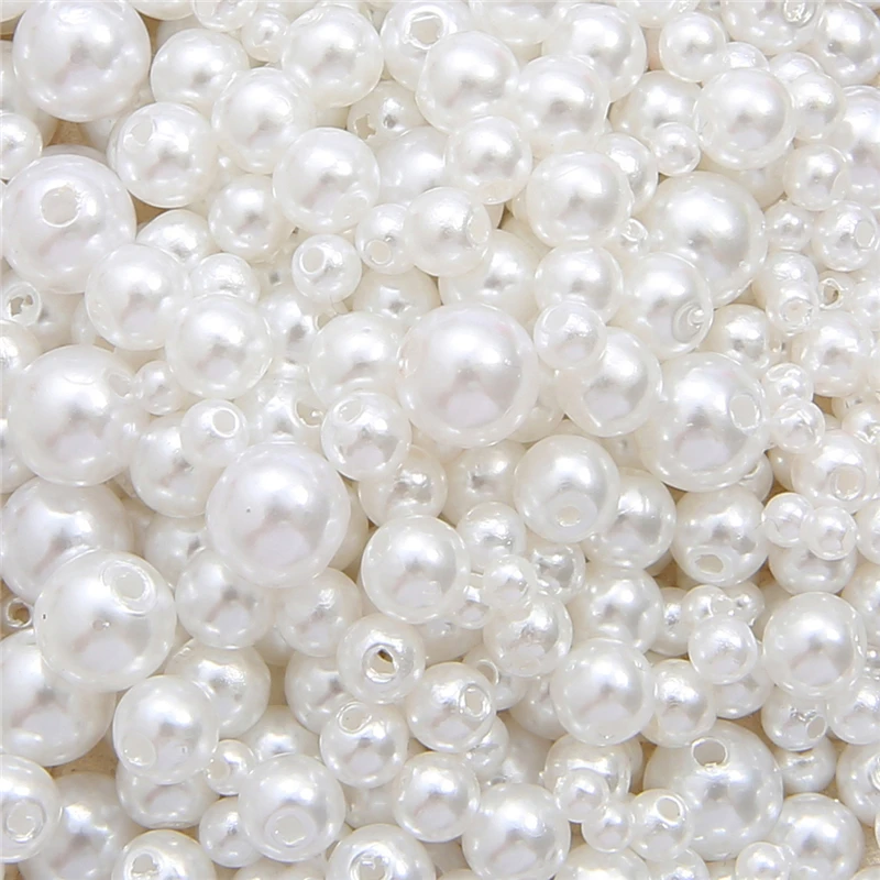 BSG043 Wholesale ABS Straight Hole Imitation Pearl Plastic Beads Mix Package for DIY Necklace Bracelet Jewelry Making Supplies