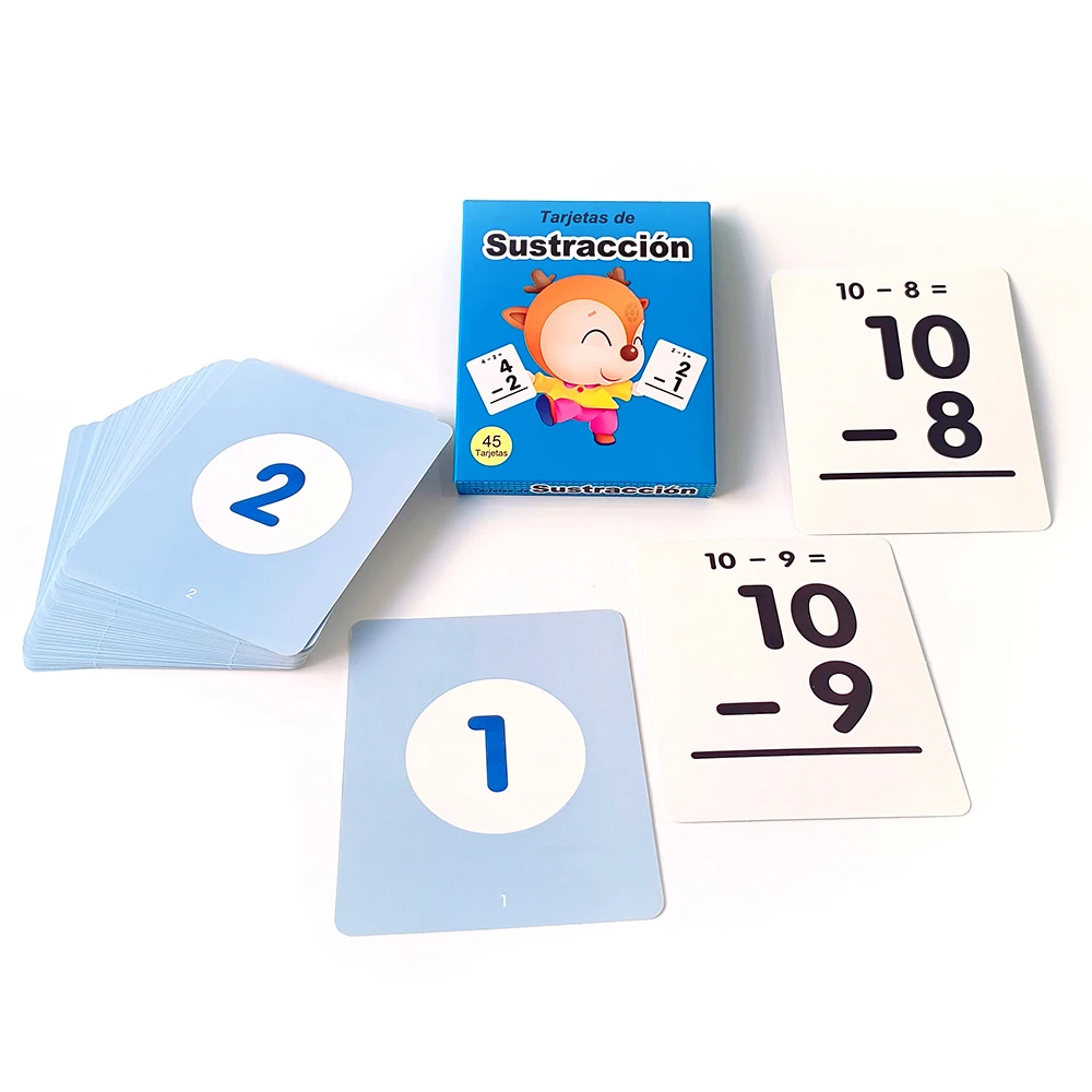 Custom Parent-child interactive game spanish language add subtract multiply and divide math flash cards