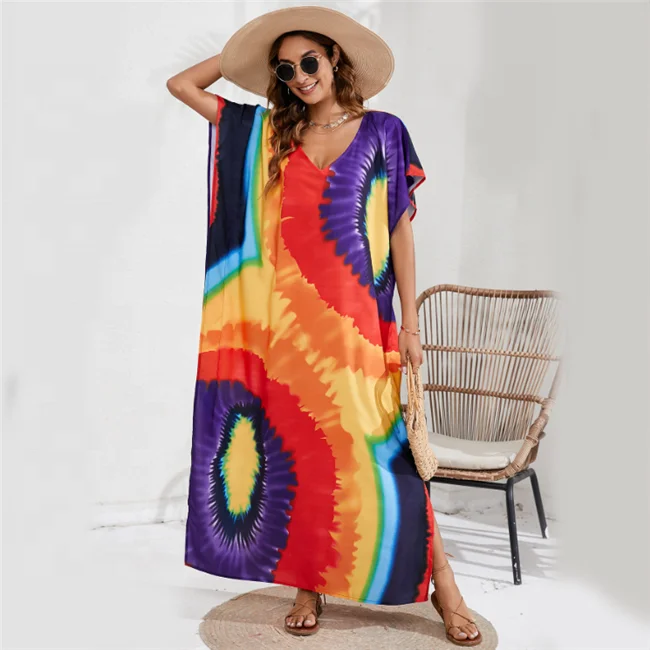 2024 Summer Latest 38 Patterns Design Tie DYE Pareo Beach Cover Up Dress Fashion Sarong Bikini Swimwear For Women Support OEM