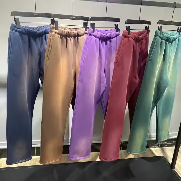 Sweat Pants for Men Custom logo Washed Sweatpants Designer Custom Luxury Mens French Terry Straight Leg Sweatpants