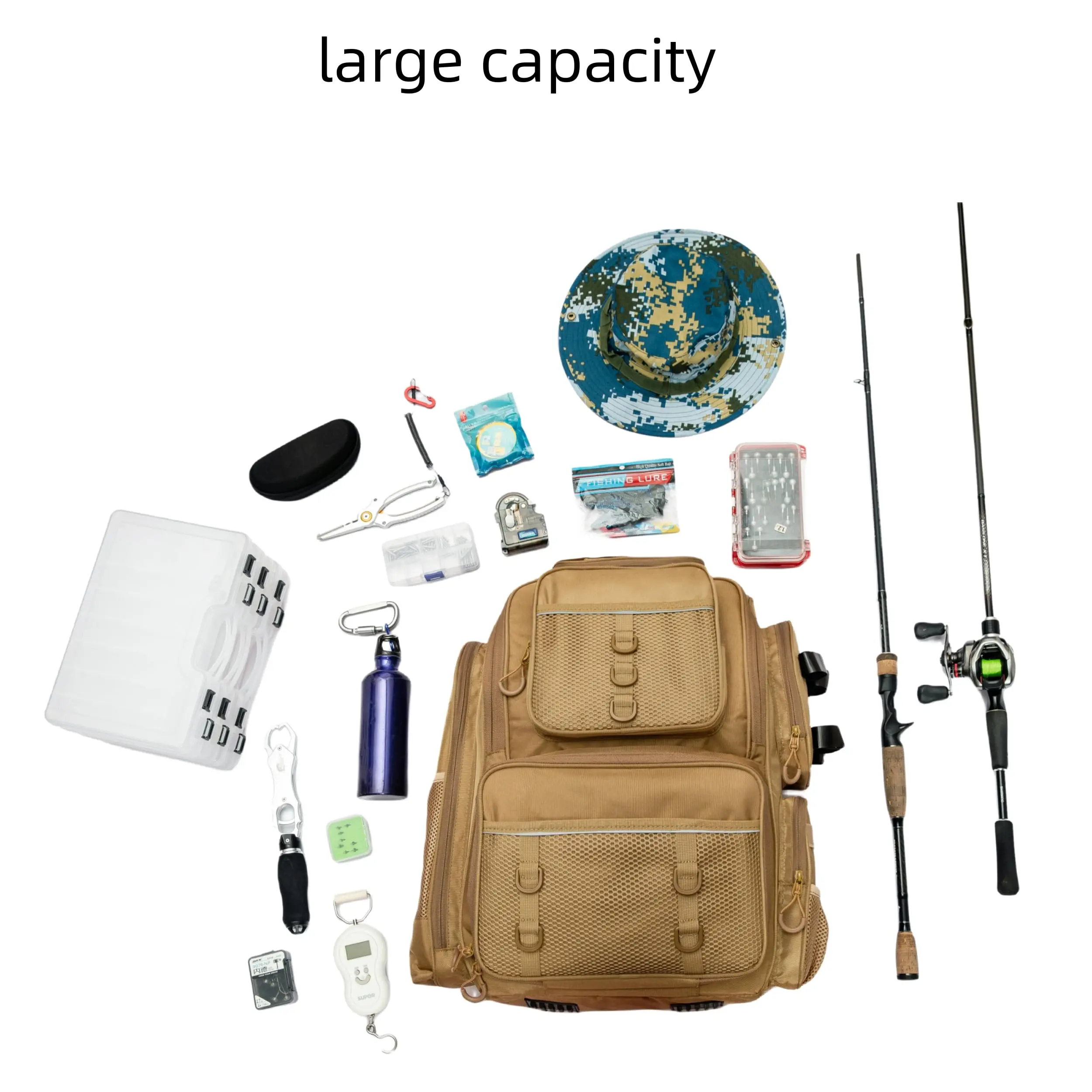 Fishing Gear And Equipment Bag Storage Rod Holders Tackle Boxes Fishing Bag 45l Roller Tackle Fishing Backpack