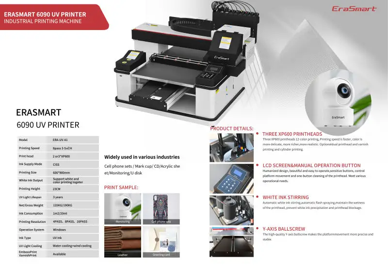 Erasmart A1 6090 3D Logo Dtf Film A Film B Crystal Printer Cold Transfer Film Digital Inkjet Uv Flat Printer