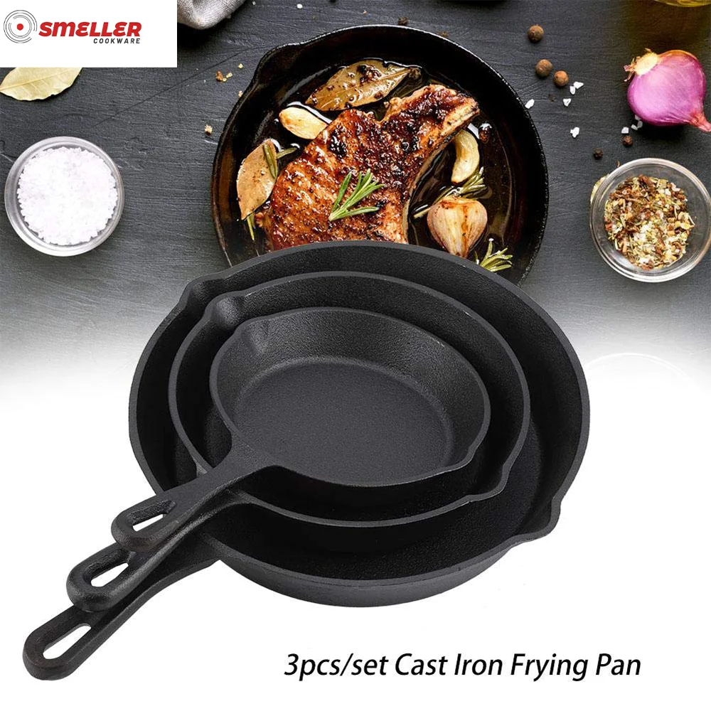 Preseasoned Nonstick Egg Steak Cast Iron Skillet 4/6/8/10/12 inch Cast Iron Skillet Grill Pan