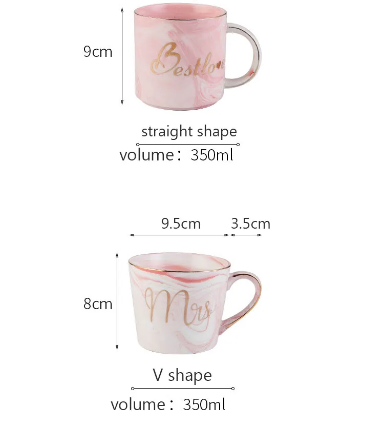 12oz high quality colourful marble style tall ceramic mug coffee cup with gold rim handle and lid sets