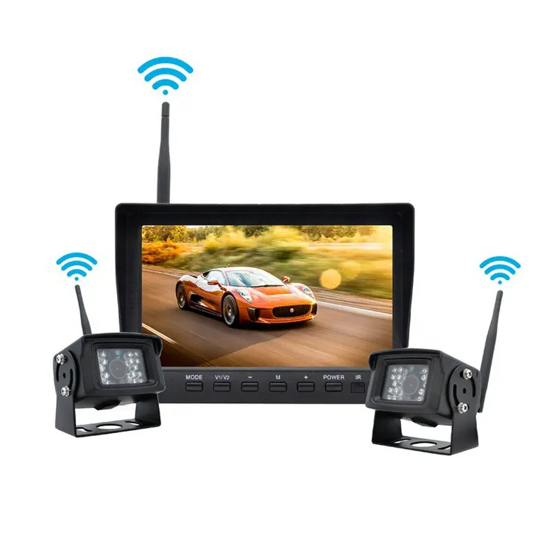 2 chanl 2.4G Digital Wireless LCD Monitor Camera Rear View System Kit For Truck Bus Forklift