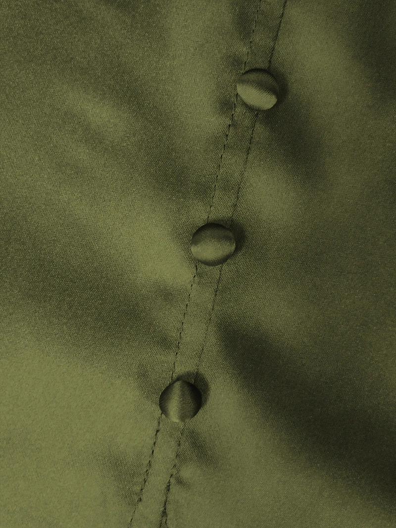 Fashion Solid Color Button Decor Elegant Side Split Satin Skirt Cheongsam Elegant Women French Style Slit Skirts