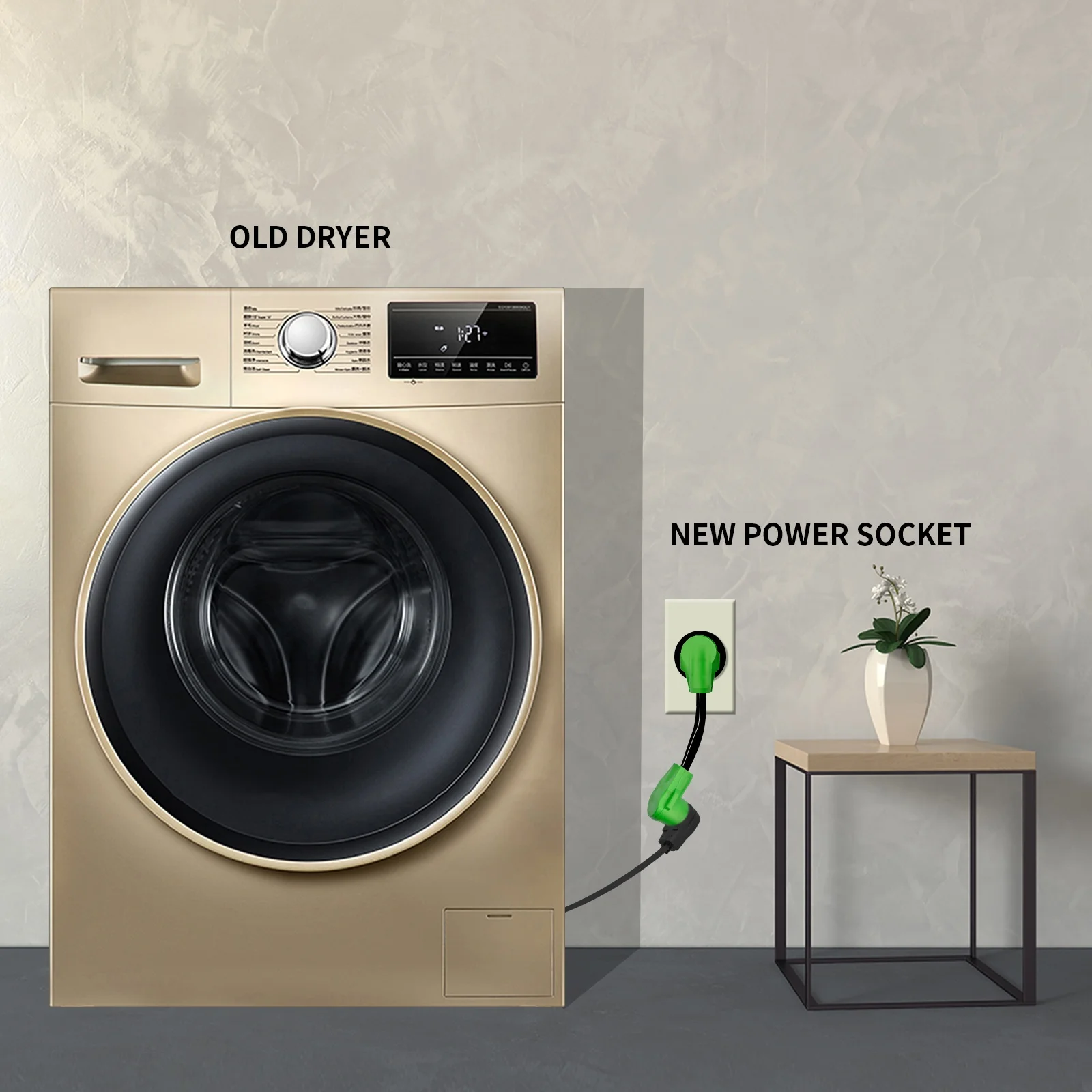 Dryer Adapter Cord NEMA 14-30P Male to 10-30R Female ,30A 250V Range Cord Adapter, ETL Listed for Camper RV