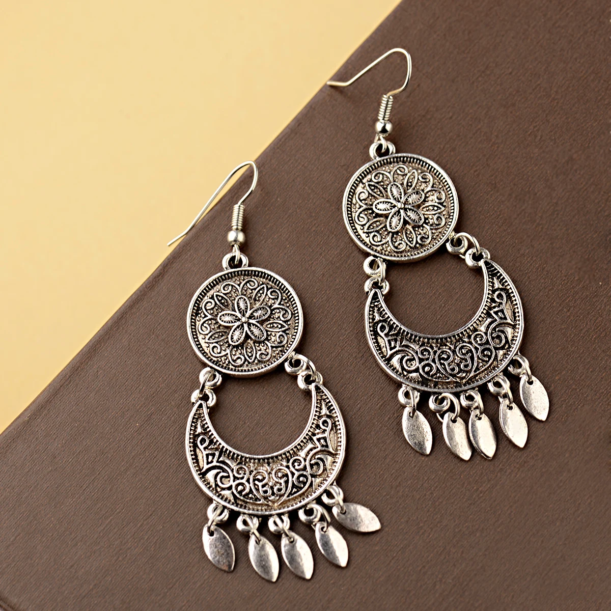 Boho Ethnic Gold Silver Plated Jhumka Indian Earring Gypsy Jewelry Vintage Dangle Hanging Earrings tassel pendant