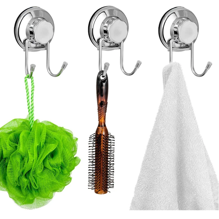 Jutye Stainless Steel Metal Waterproof Self Adhesive Wall Suction Cup Kichen Hook Towel Hanger Storage