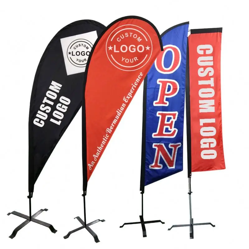 Outdoor 100% Polyester Print Feather Banner Banners Custom Advertising Feather Beach Flag