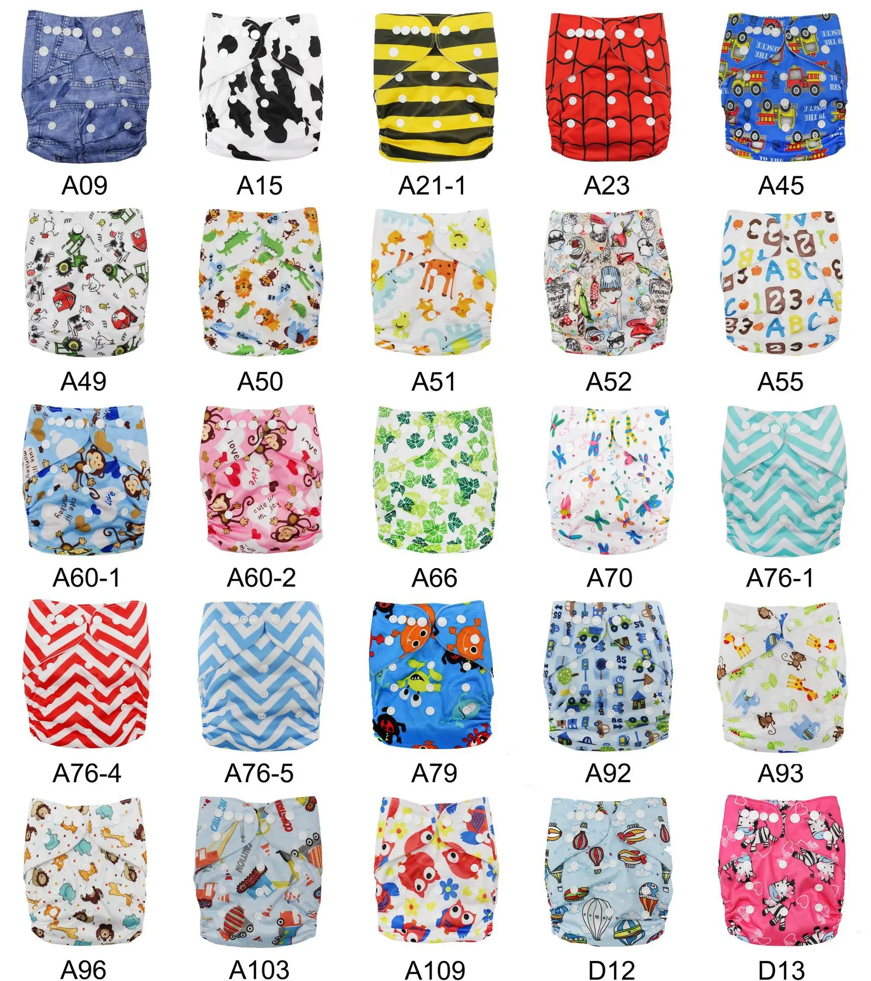 Wholesale customized adjustable new design manufacturer printed washable reusable classic rocket style baby cloth diaper pant